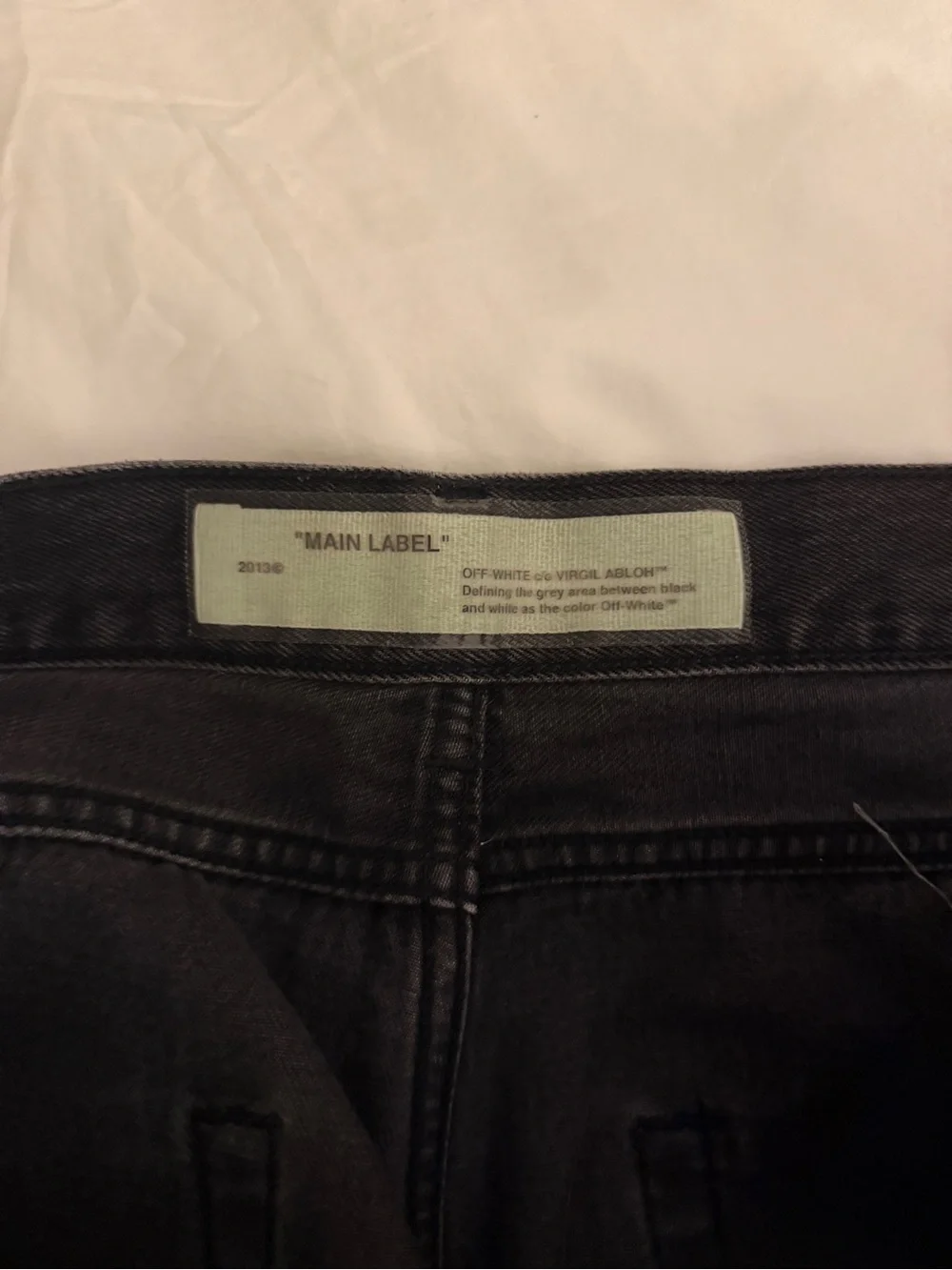 Men's Black Denim Jeans with Embroidered Red Diagonal Accents - Picture 8 of 8